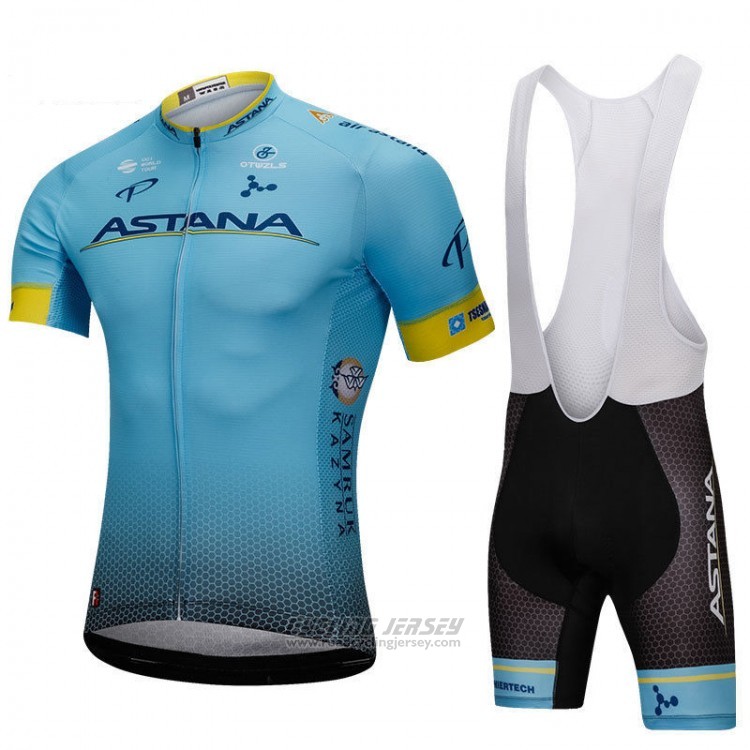 2018 Cycling Jersey Astana Blue Short Sleeve and Bib Short